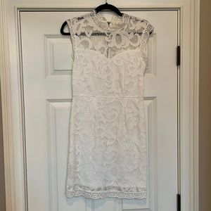 White Lace Knee Length Dress